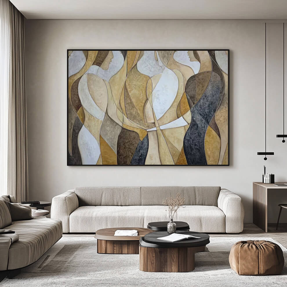 Souls Woven in Light - Large Modern Female Group Portrait Wall Art
