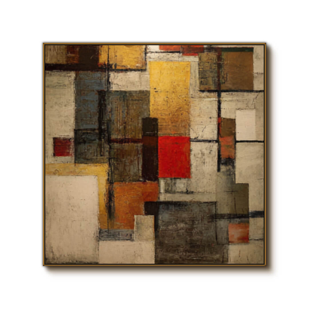 Spacetime Grid - Large Modern Geometric Abstract Wall Art