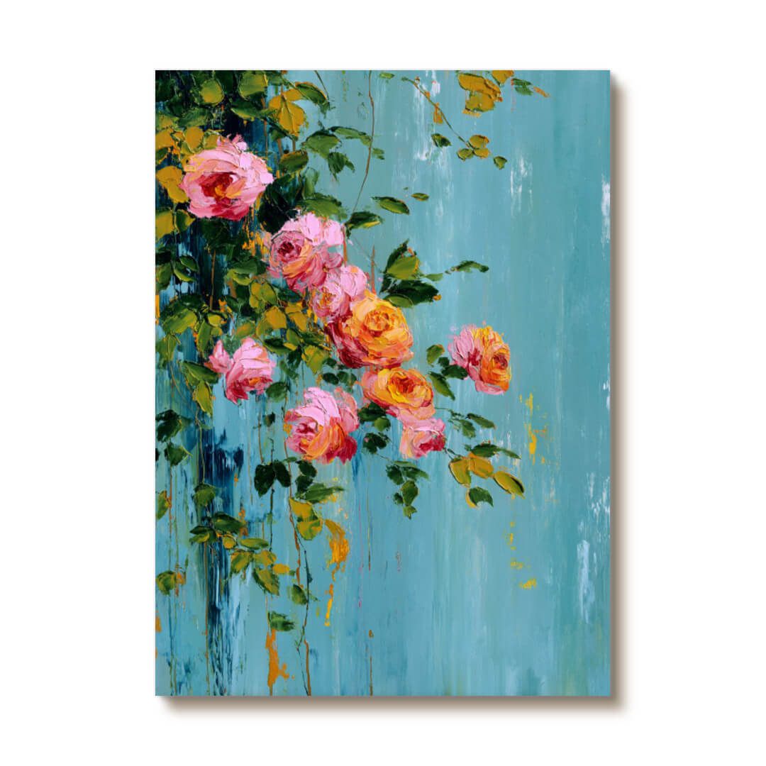 Spilling Romance - Large Floral Abstract Oil Painting