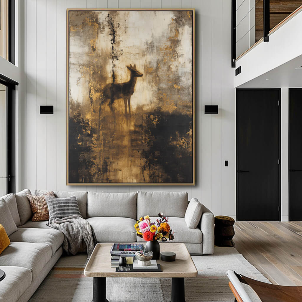 Spirit of the Wilderness - Large Wabi Sabi Texture Animal Silhouette Wall Art