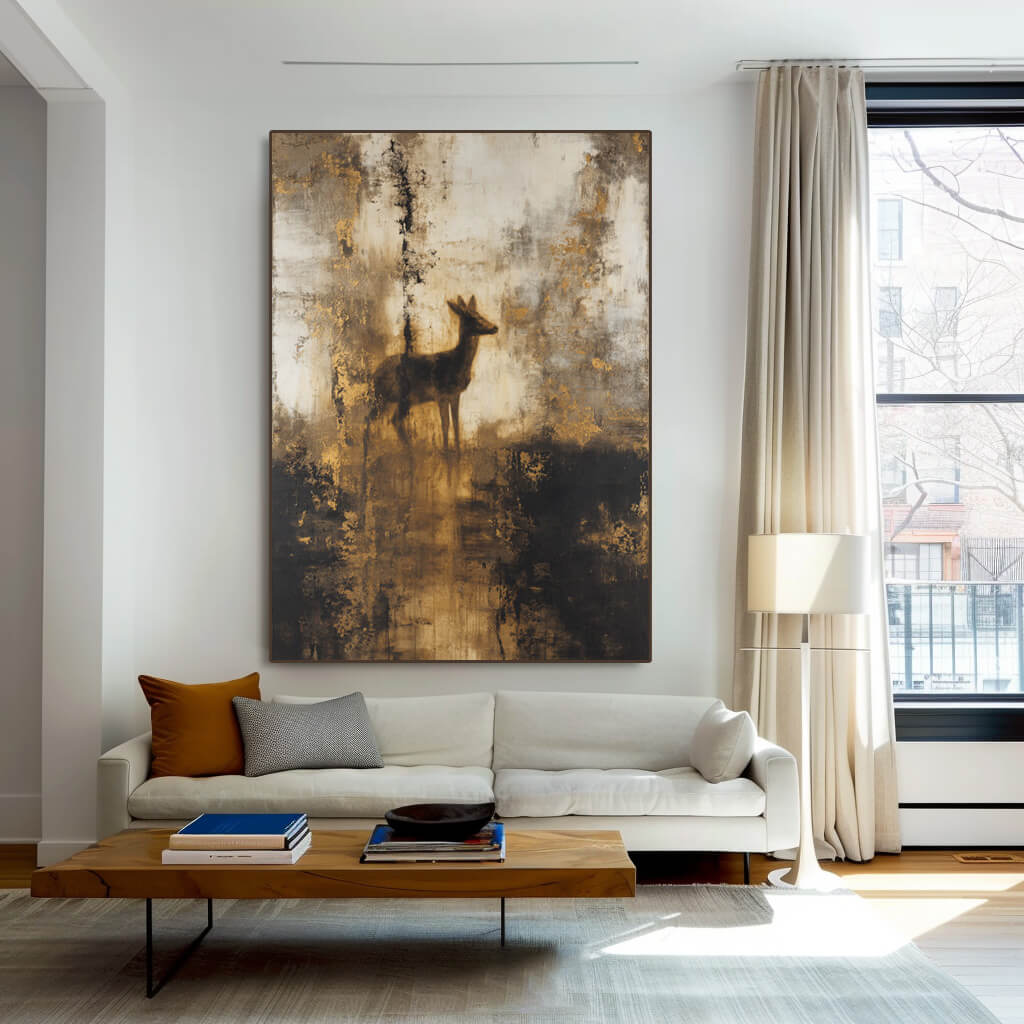 Spirit of the Wilderness - Large Wabi Sabi Texture Animal Silhouette Wall Art