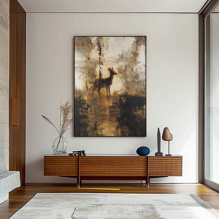 Spirit of the Wilderness - Large Wabi Sabi Texture Animal Silhouette Wall Art