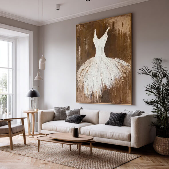 The Fluid Tutu - Large Modern Ballet Theme Abstract Wall Art