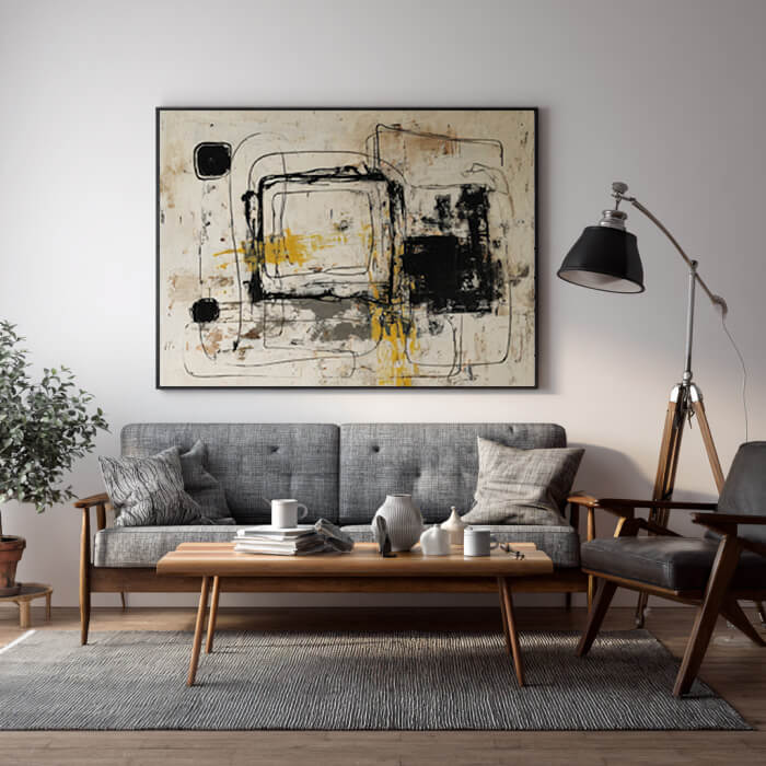 The Fragmented Script - Large Wabi Sabi Minimalist Abstract Geometric Wall Art