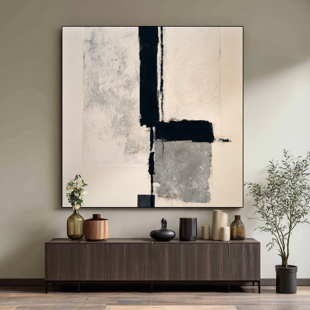 The Fulcrum of Balance - Large Wabi Sabi Geometric Abstract Wall Art
