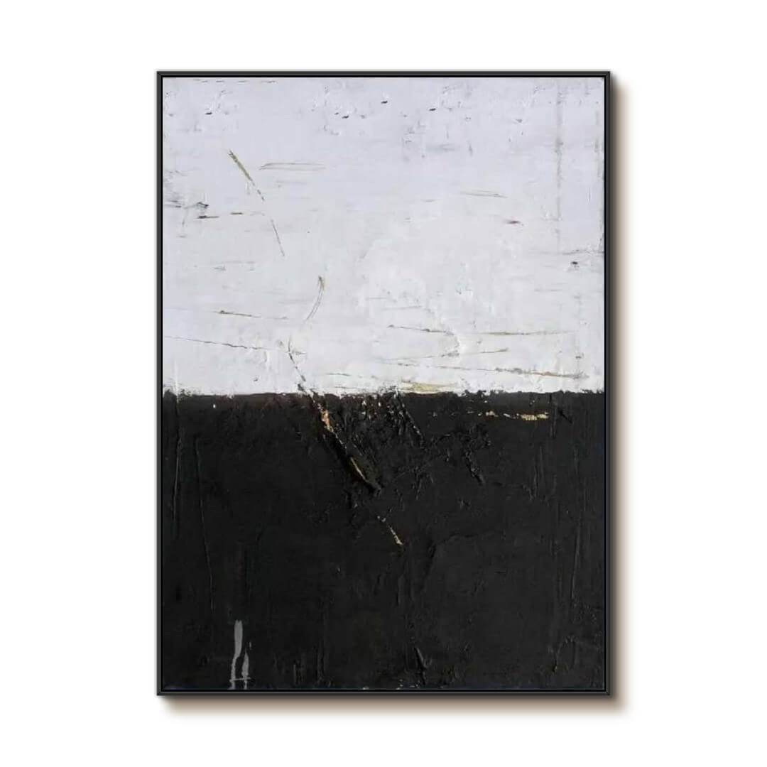 The Midnight Partition - Large Black and White Abstract Textured Wall Art