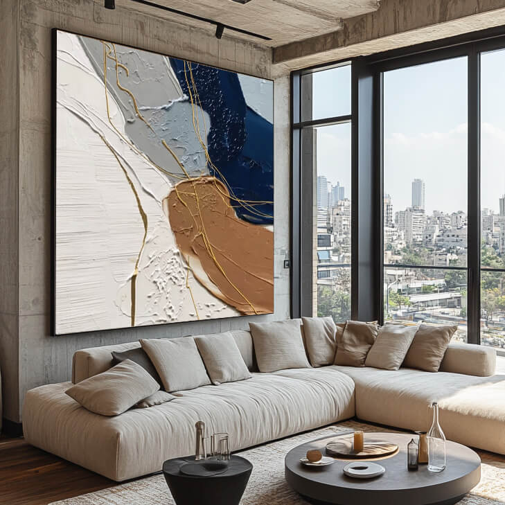 The River of Intent - Large Abstract Hand Painted Wabi Sabi Wall Art