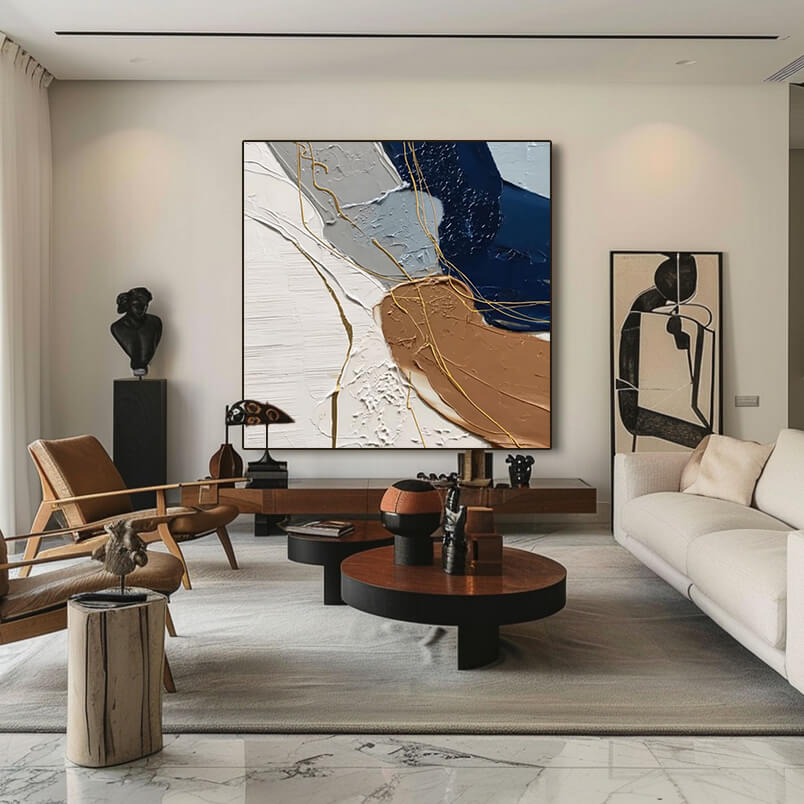 The River of Intent - Large Abstract Hand Painted Wabi Sabi Wall Art