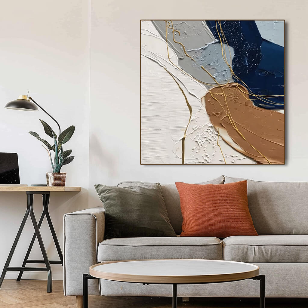 The River of Intent - Large Abstract Hand Painted Wabi Sabi Wall Art