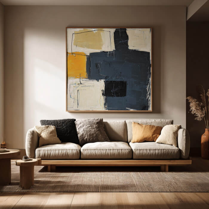 The Weight of Shadows - Large Wabi Sabi Industrial Textured Block Wall Art