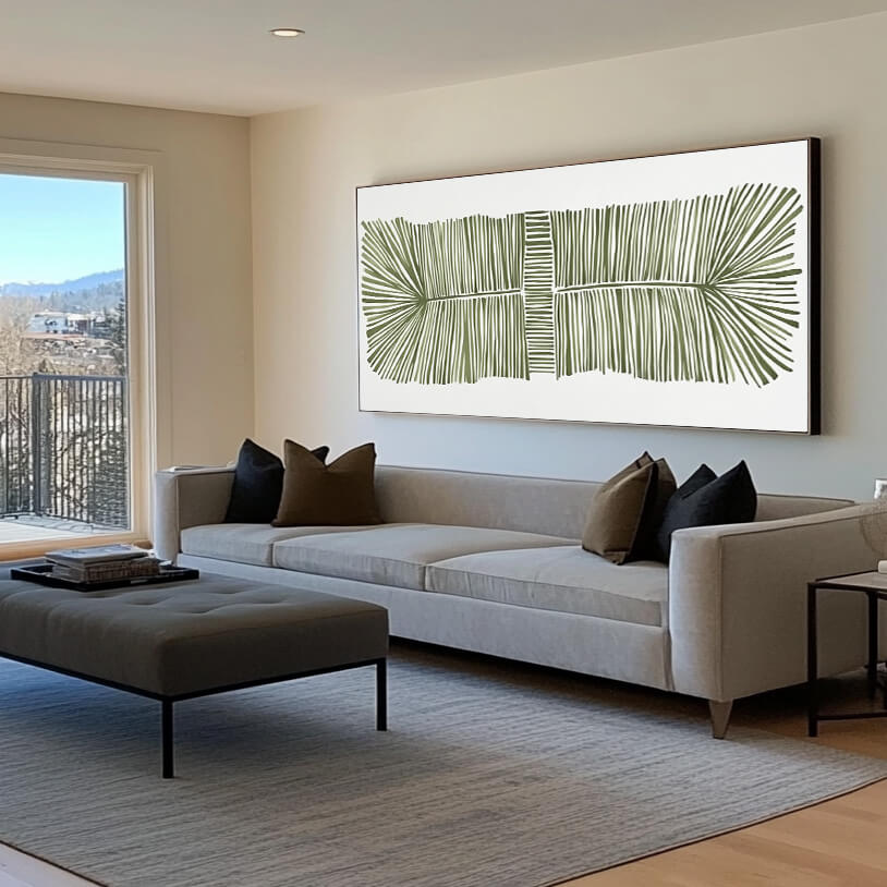 Veins of the Forest - Large Modern Hand Painted Linear Botanical Wall Art