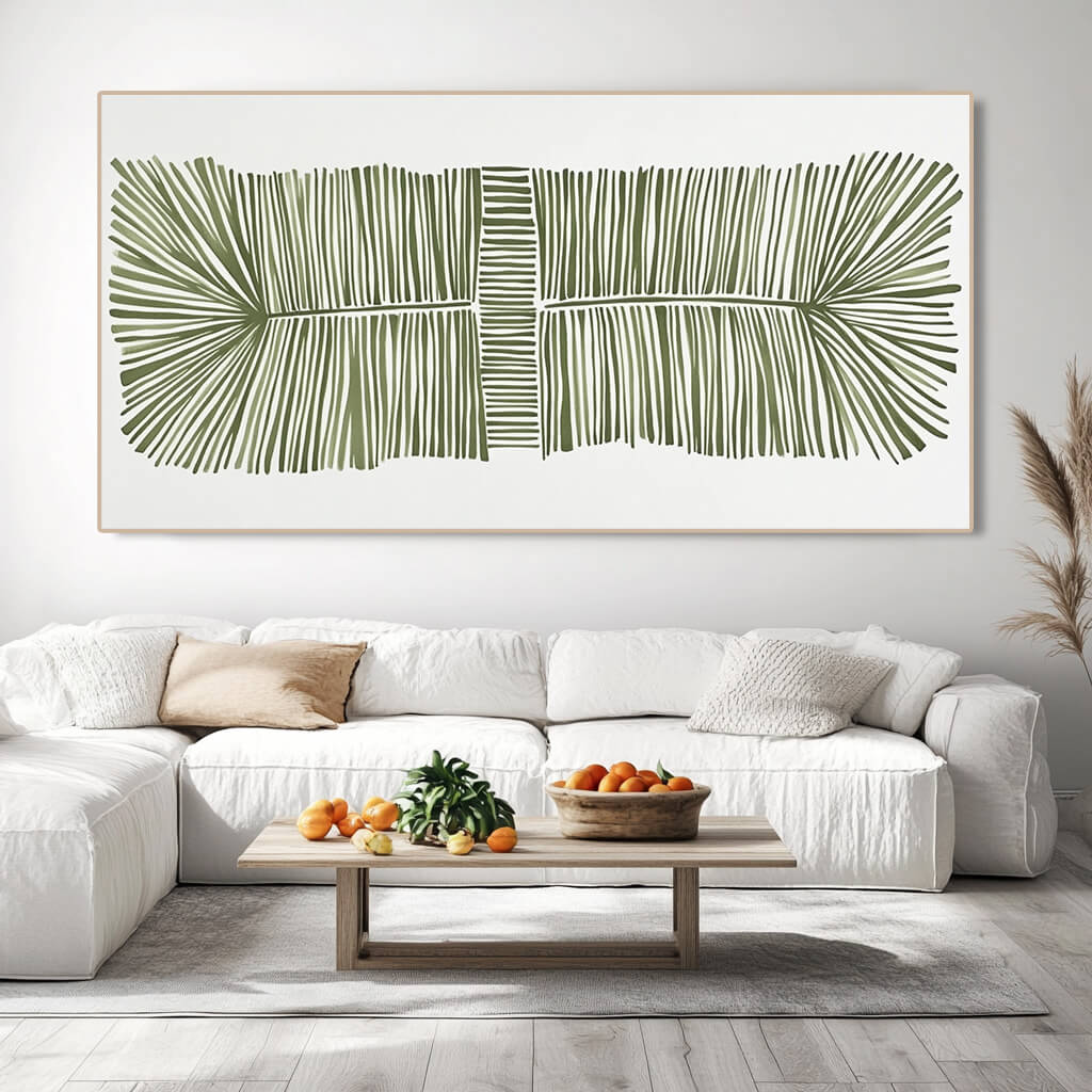 Veins of the Forest - Large Modern Hand Painted Linear Botanical Wall Art