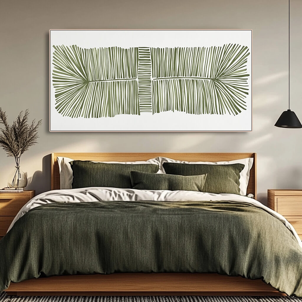 Veins of the Forest - Large Modern Hand Painted Linear Botanical Wall Art