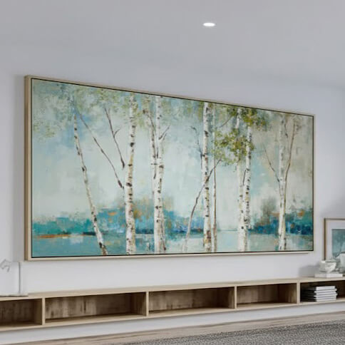 Whispers by the Lake - Large Horizontal Birch Forest Landscape Wall Art