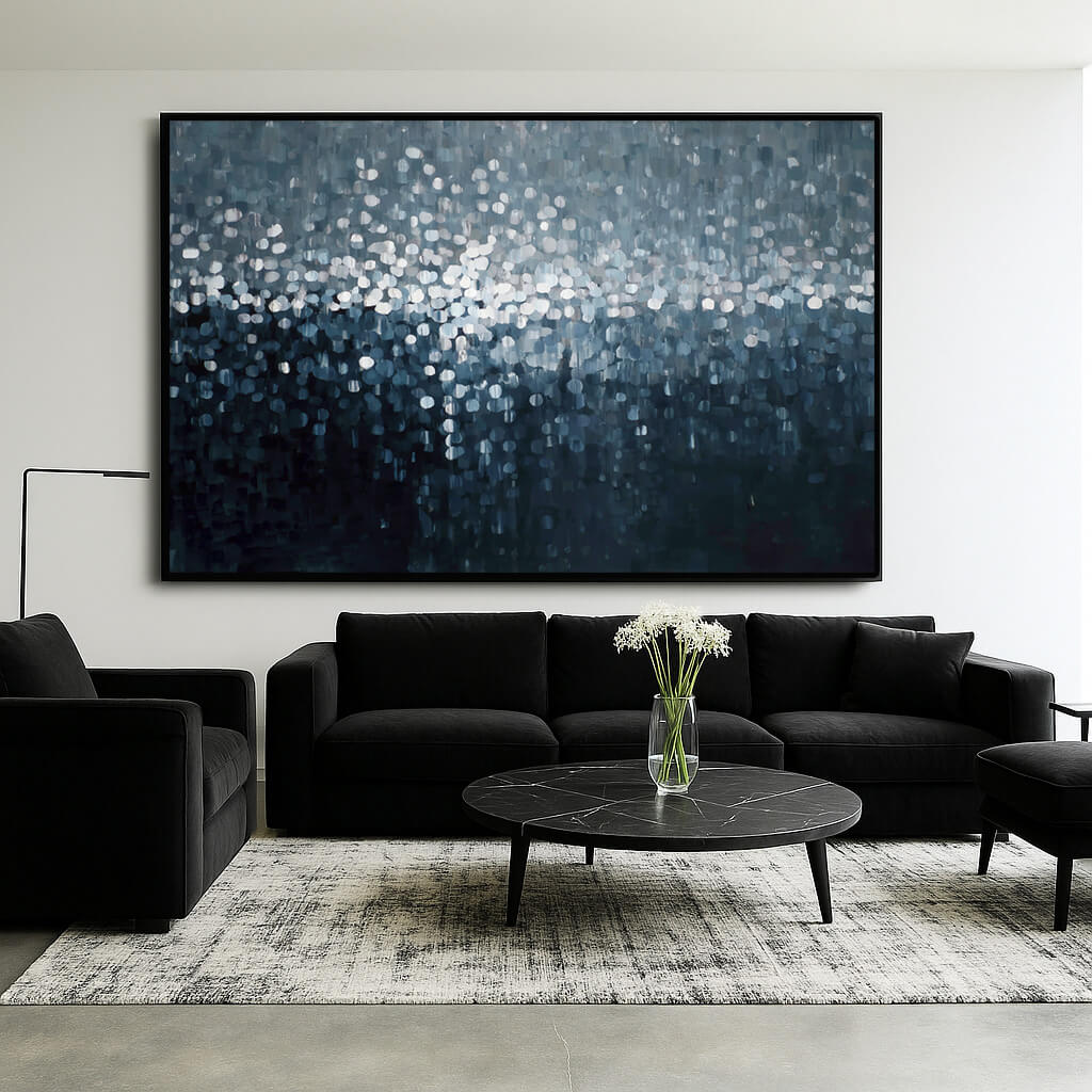 Winter Solitude - Large Abstract Grey and Black Wall Art