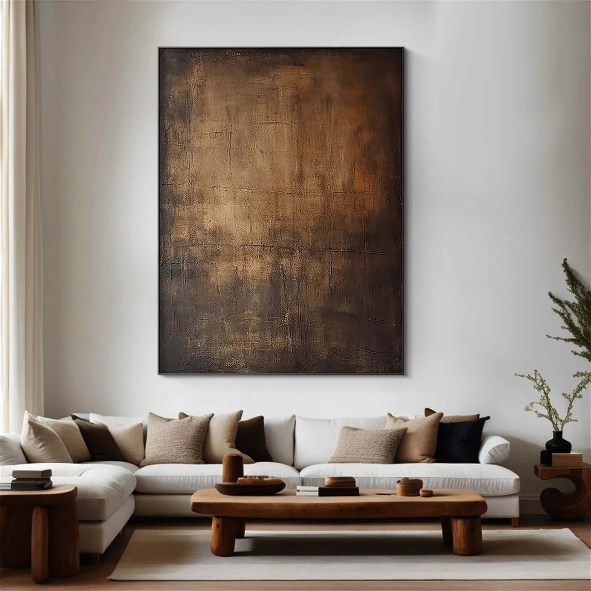 Worn Down - Minimalist Bronze Abstract Canvas Art