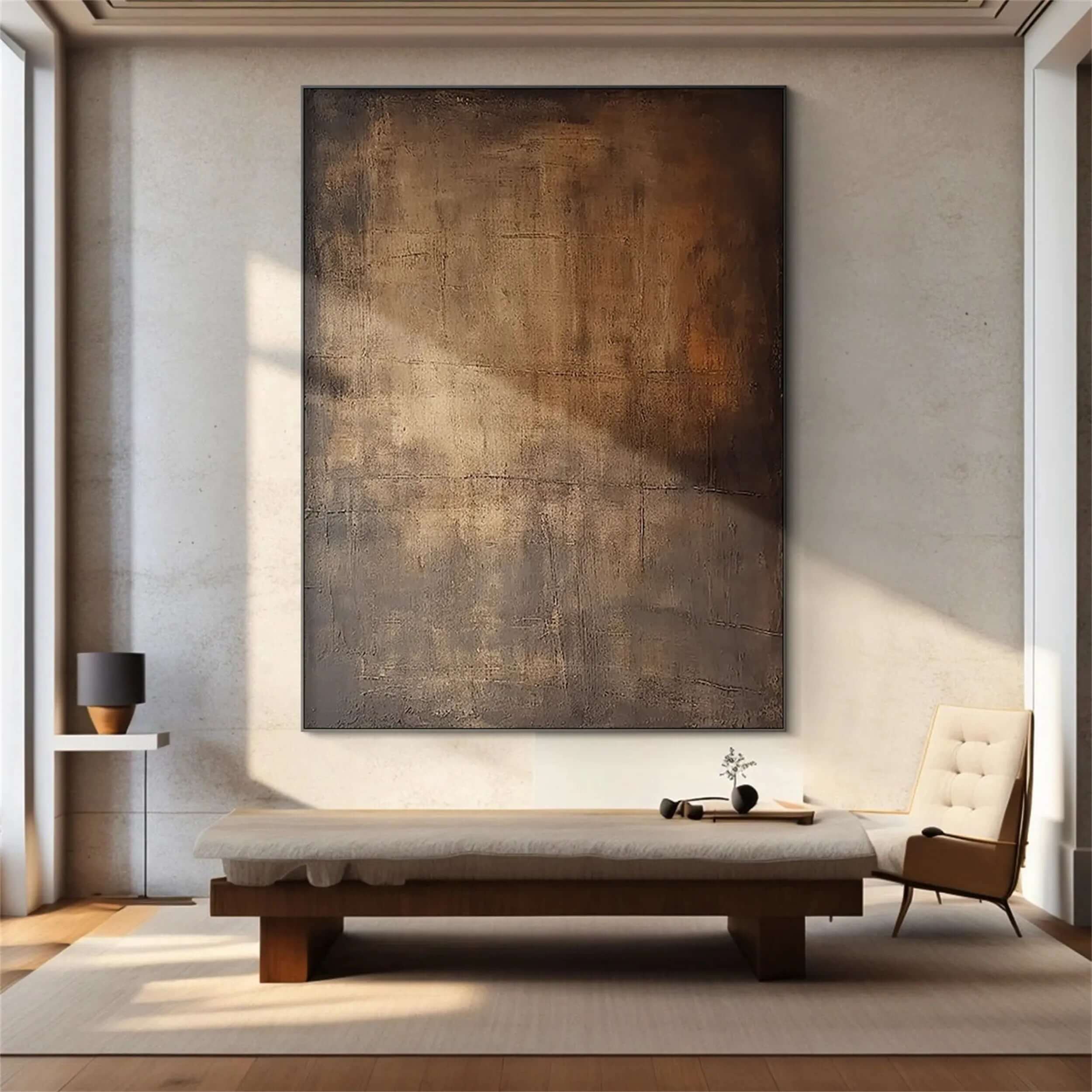 Worn Down - Minimalist Bronze Abstract Canvas Art