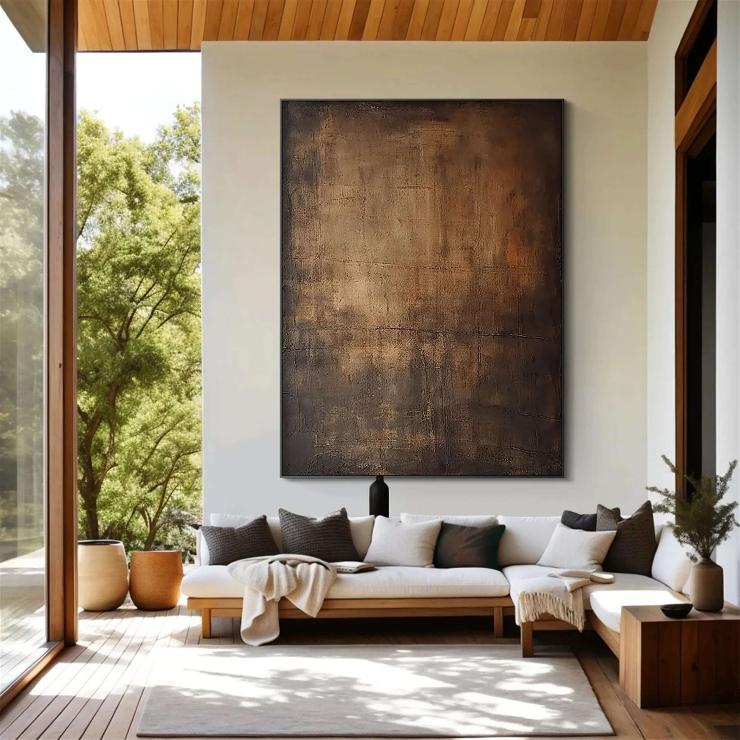 Worn Down - Minimalist Bronze Abstract Canvas Art