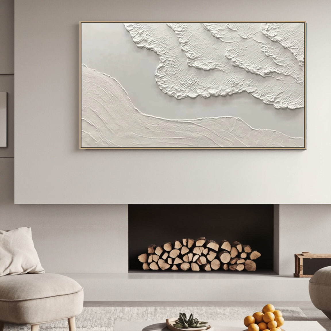 Textured Beige Ridge Relief Art