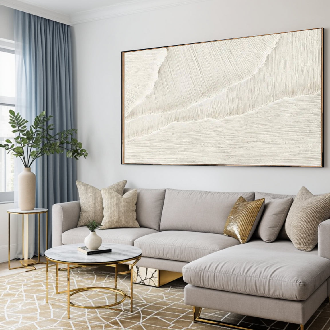 Wide Scratch Line White Wall Art