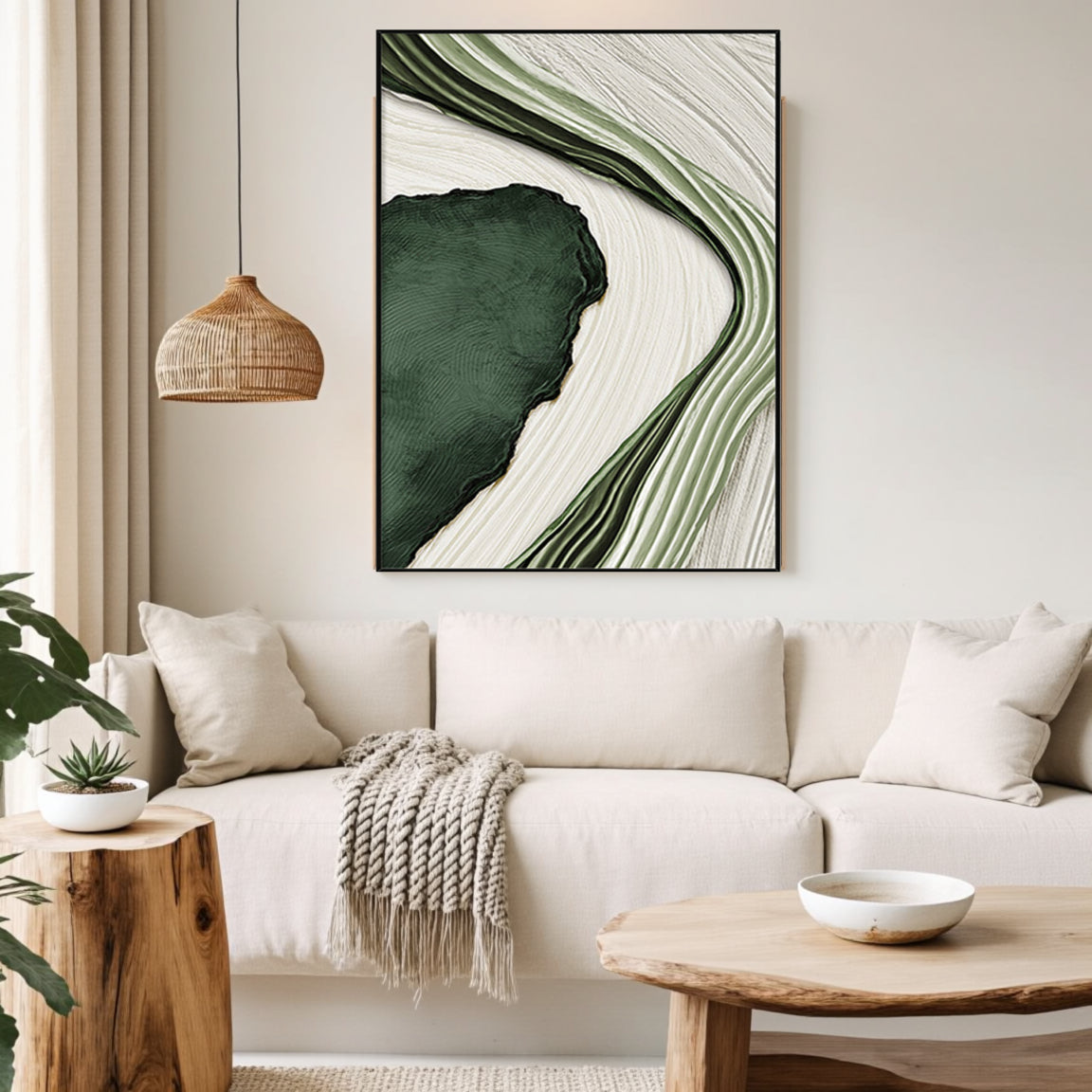 Green Marble Flow Abstract Canvas Art