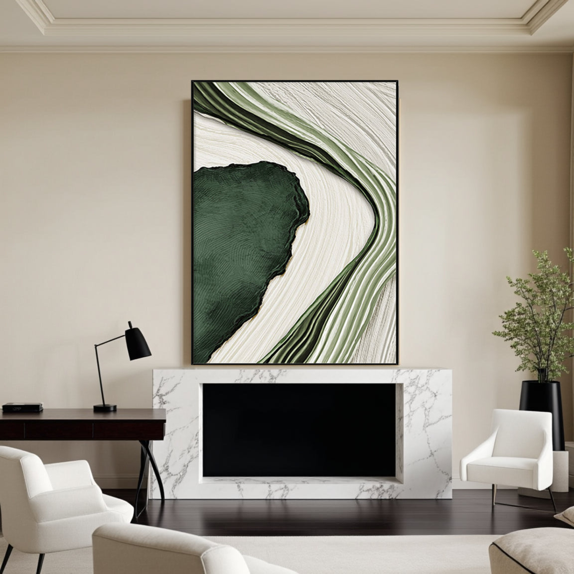 Green Marble Flow Abstract Canvas Art