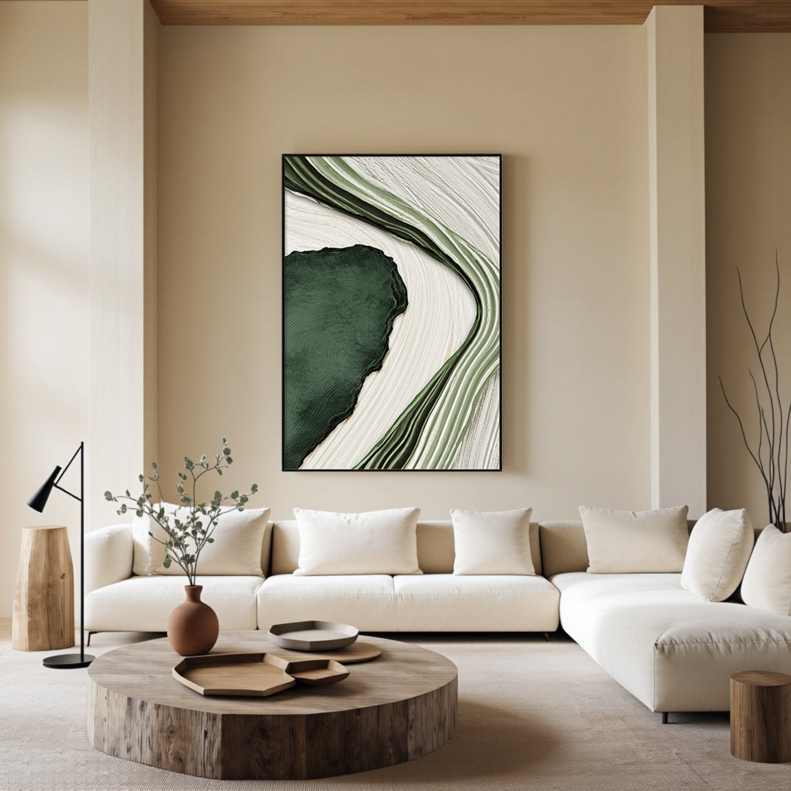 Green Marble Flow Abstract Canvas Art