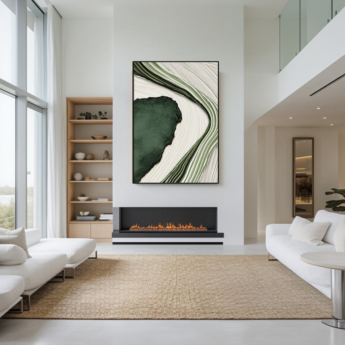 Green Marble Flow Abstract Canvas Art