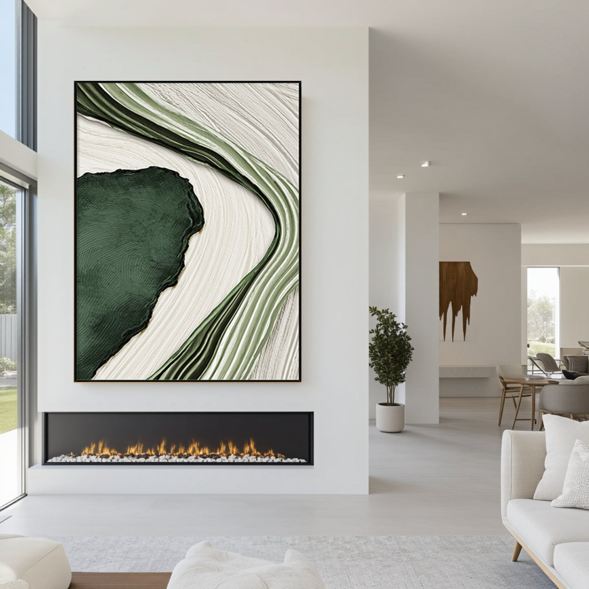 Green Marble Flow Abstract Canvas Art