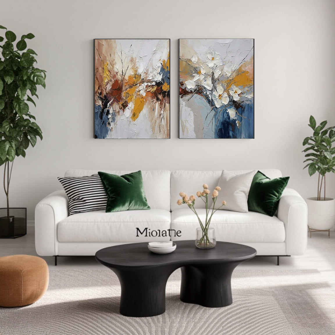 Multicolor Abstract Floral Canvas Set of 2