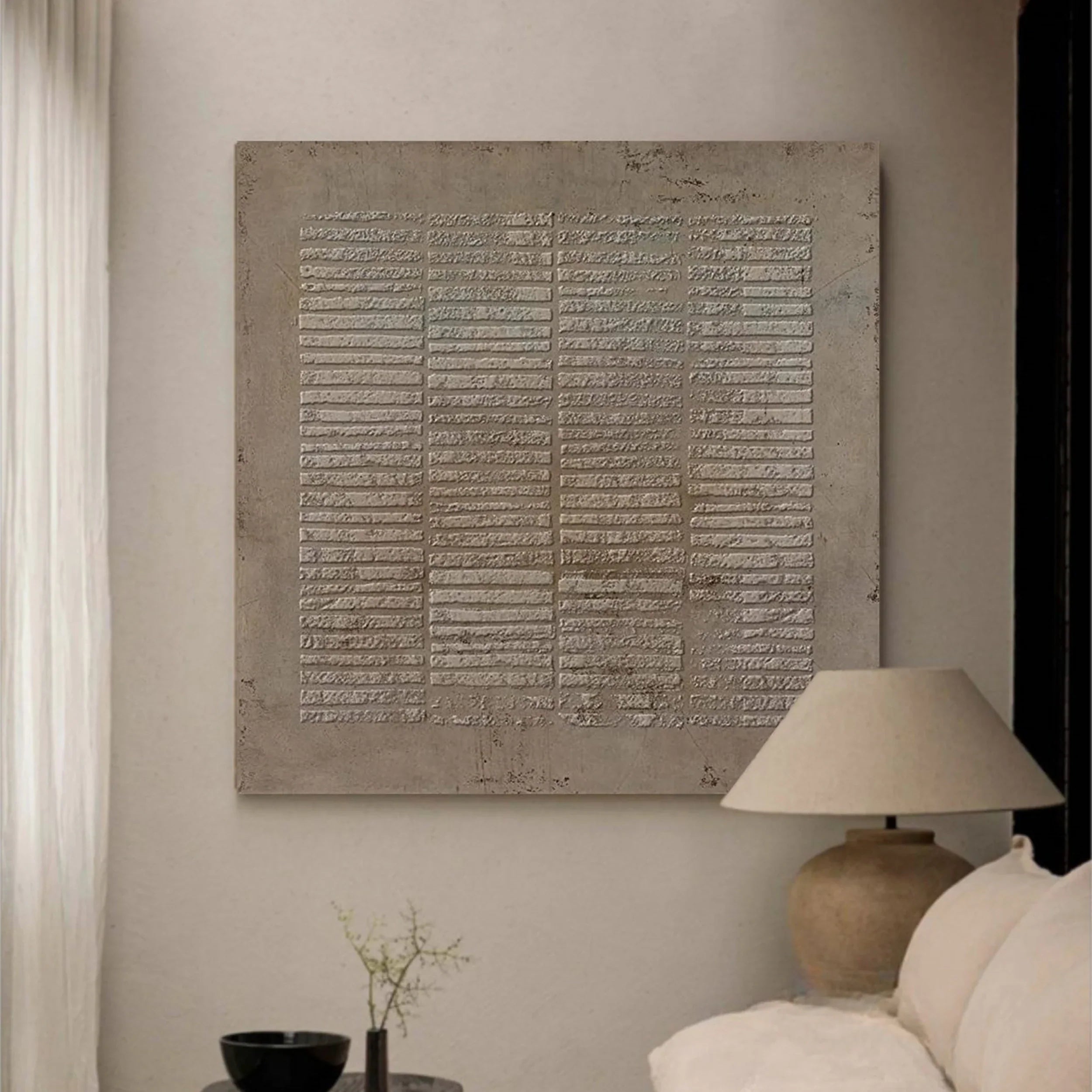 Textured Woven Grid Wall Art