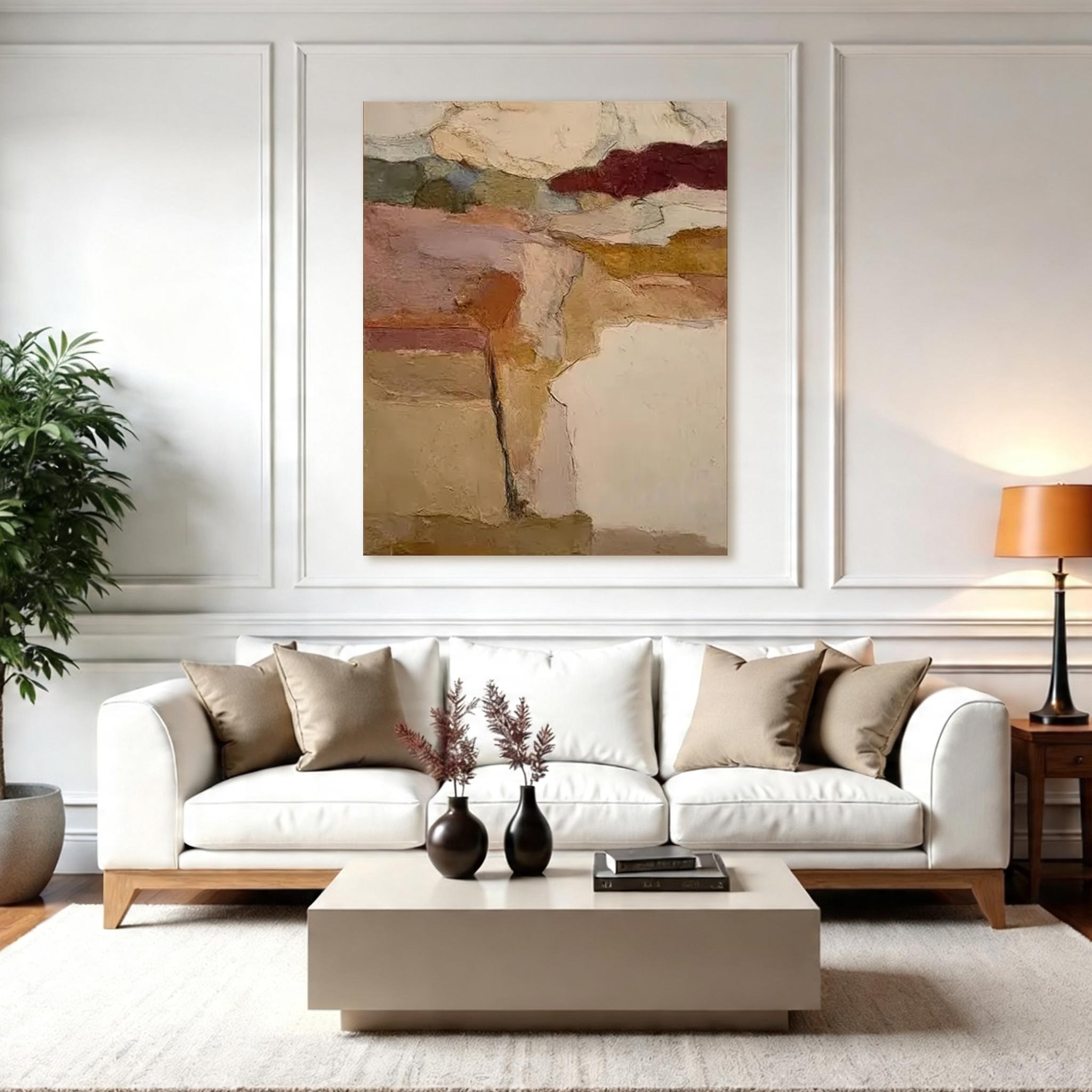 Large Abstract Textured Wall Art — Earth Tone Canvas Painting
