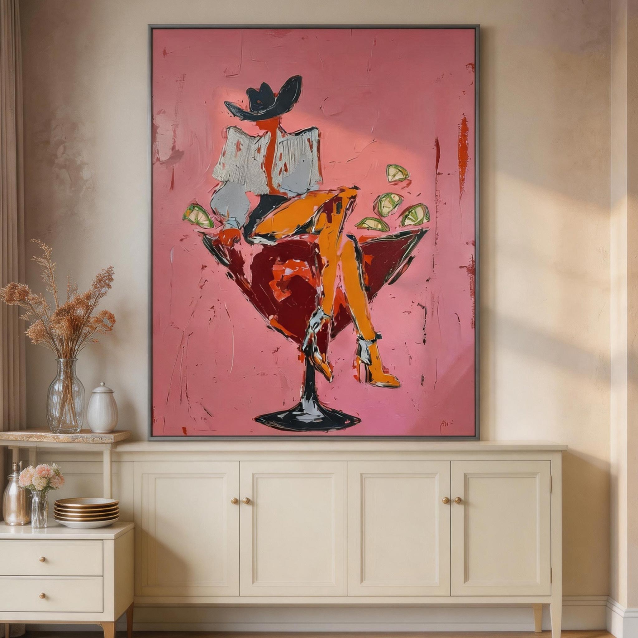 Stirred Up | Pink Pop Art Oil Painting