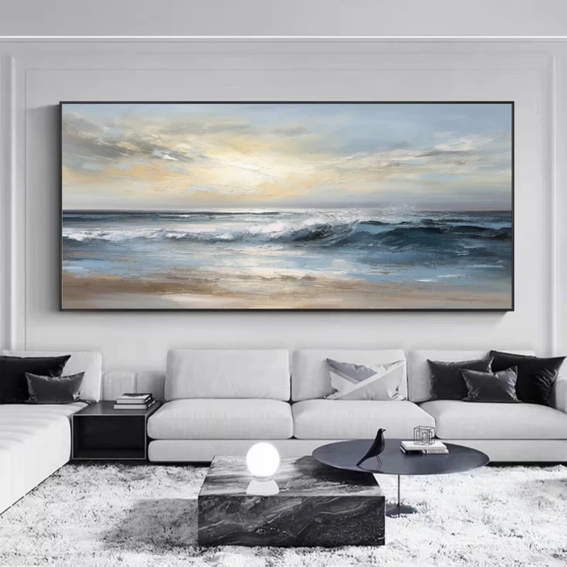 Textured Golden Sky Ocean Wall Art