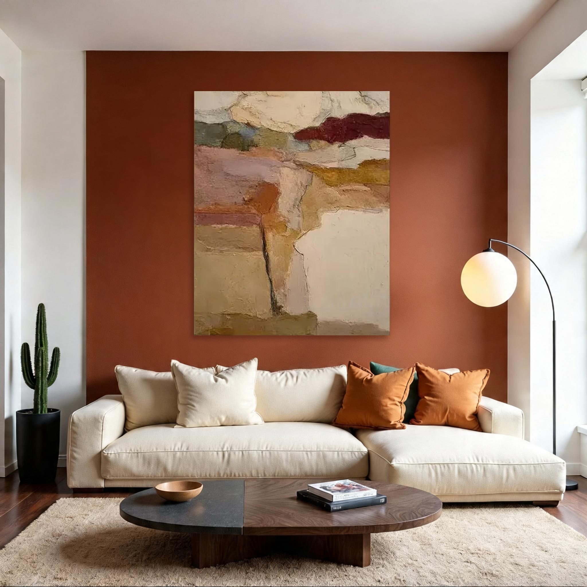 Large Abstract Textured Wall Art — Earth Tone Canvas Painting