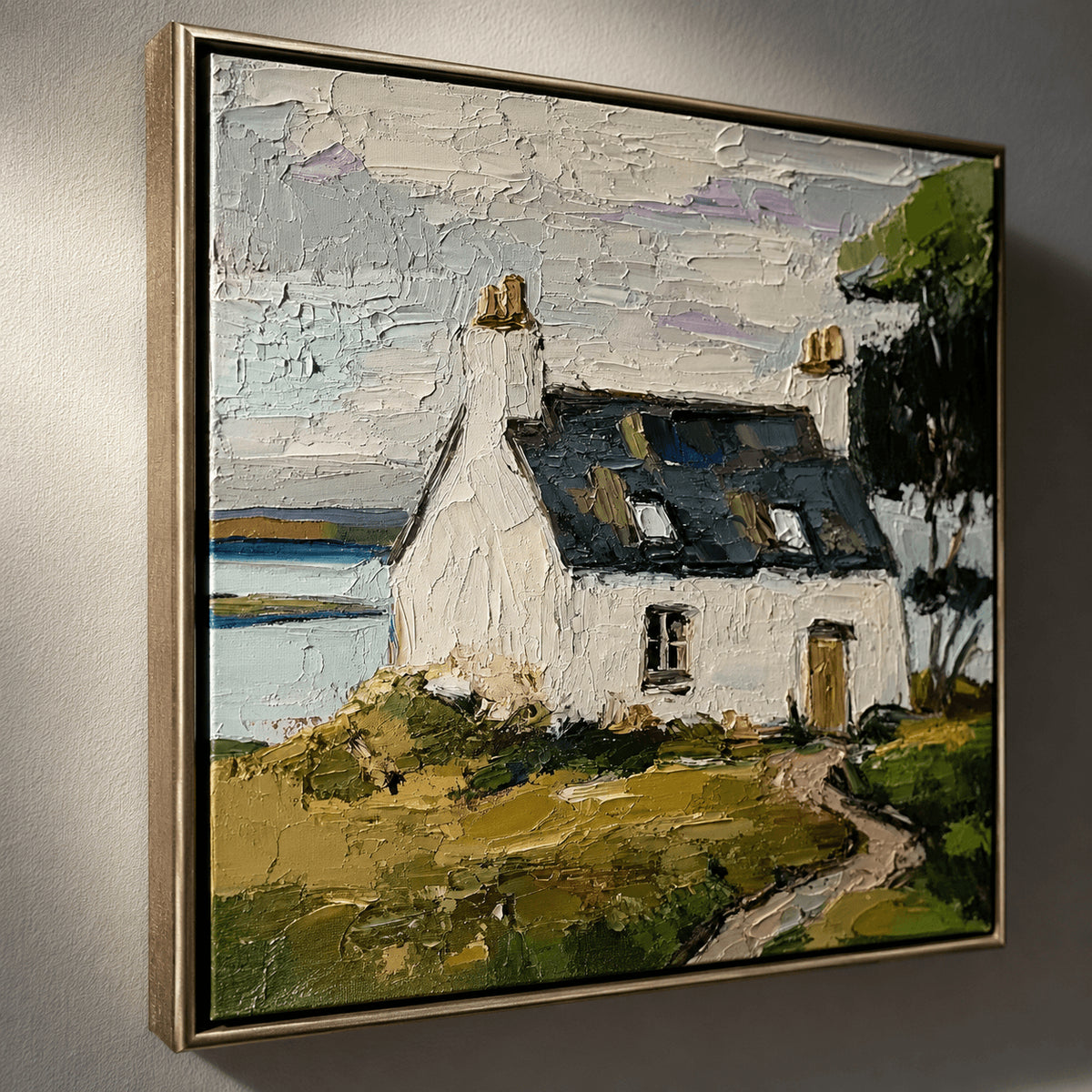 Impressionist Landscape Art | Lakeside Cottage Reverie
