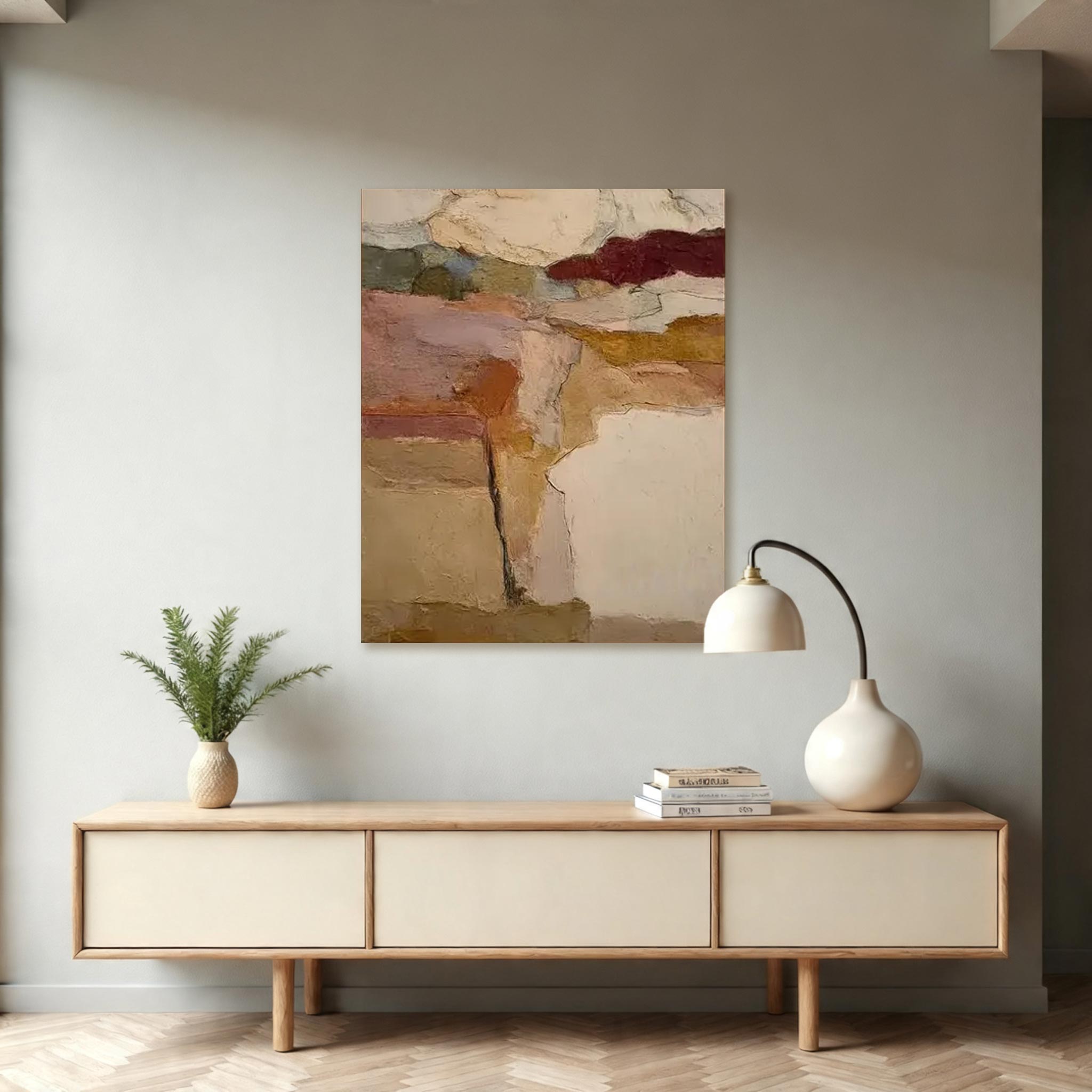 Large Abstract Textured Wall Art — Earth Tone Canvas Painting