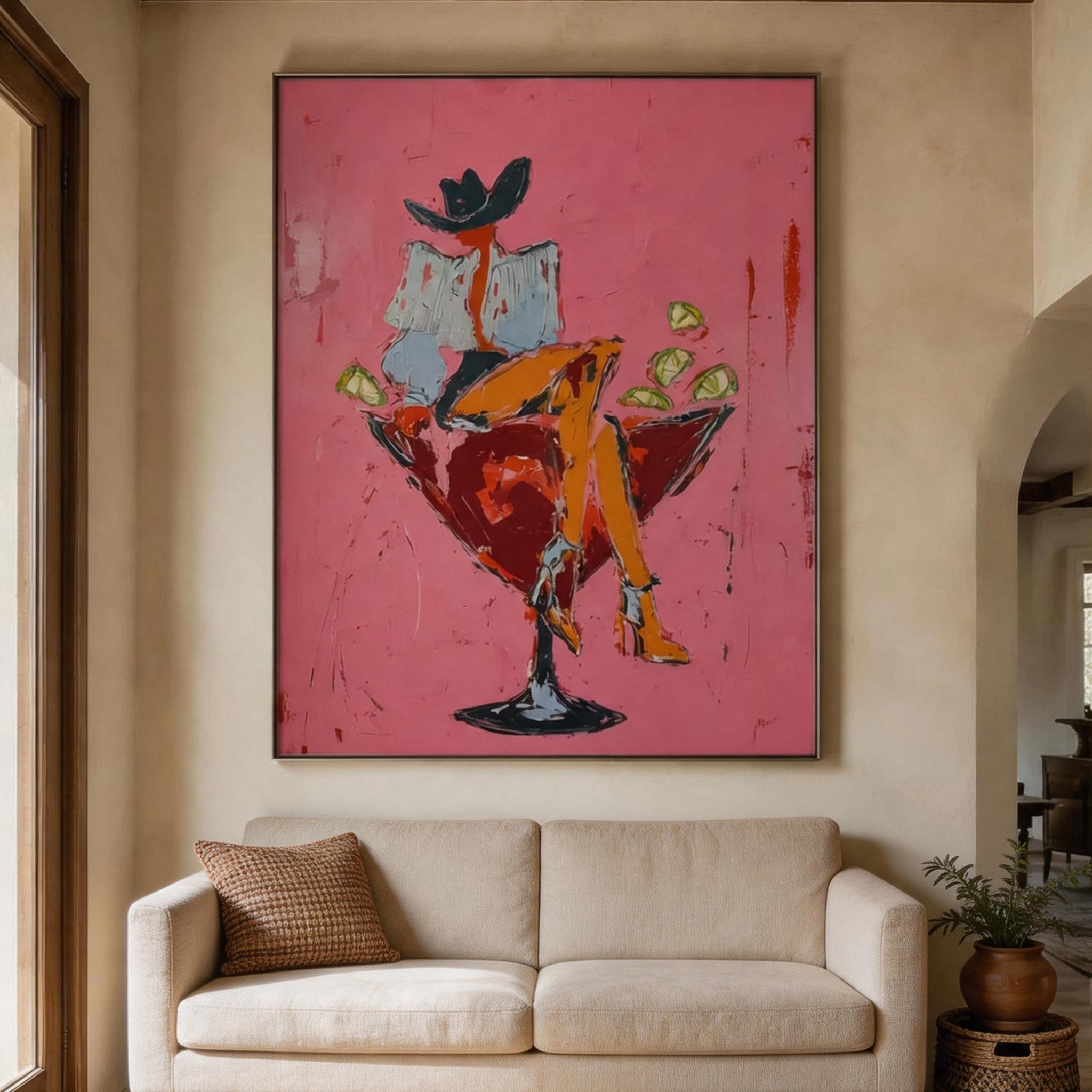 Stirred Up | Pink Pop Art Oil Painting