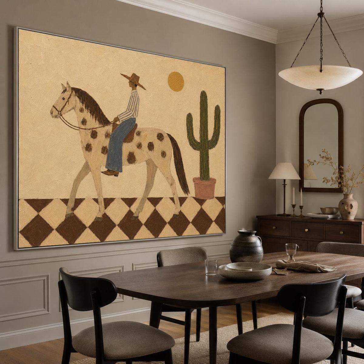 Vintage Americana Art | Cowboy & Spotted Horse