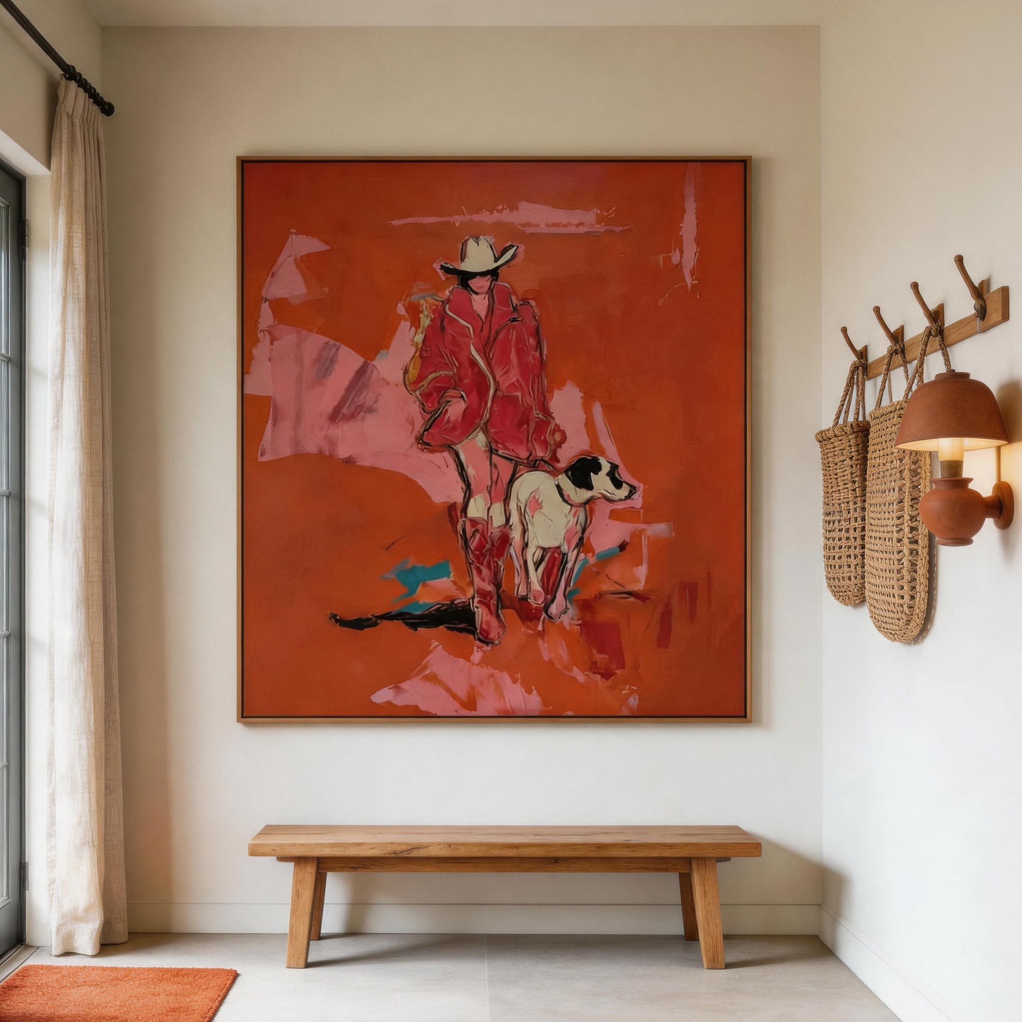Crimson Drift | Cowgirl & Dog Wall Art