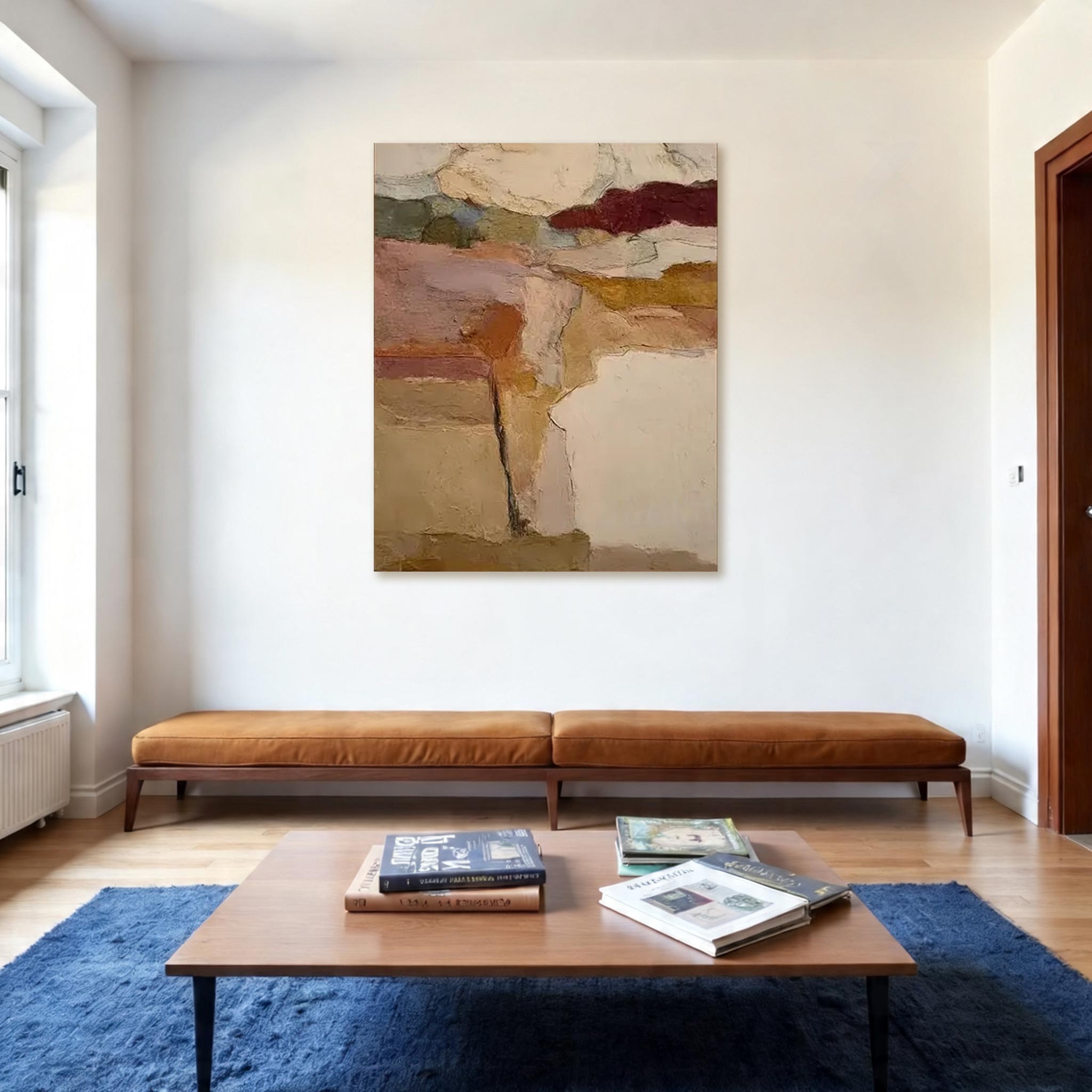 Large Abstract Textured Wall Art — Earth Tone Canvas Painting