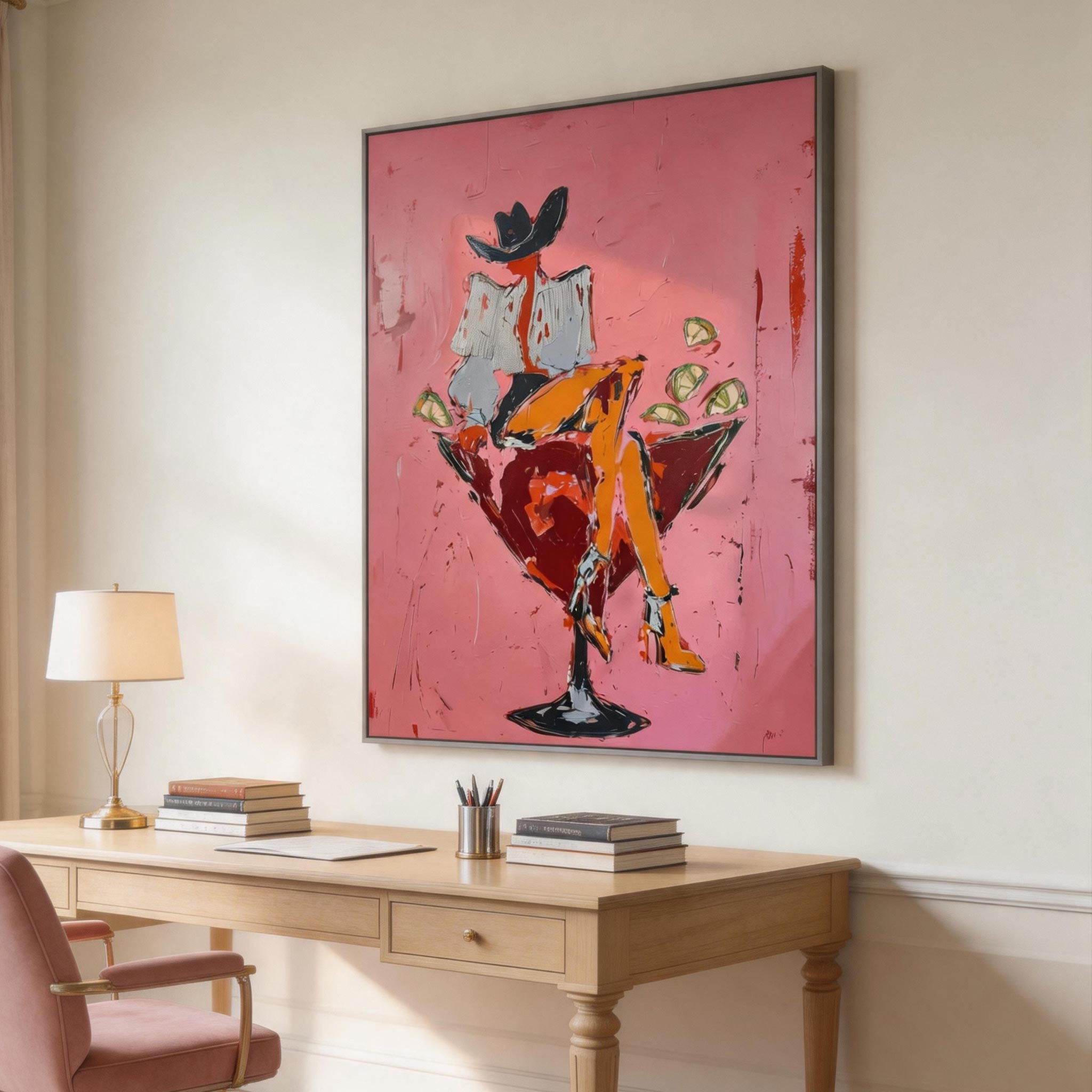 Stirred Up | Pink Pop Art Oil Painting