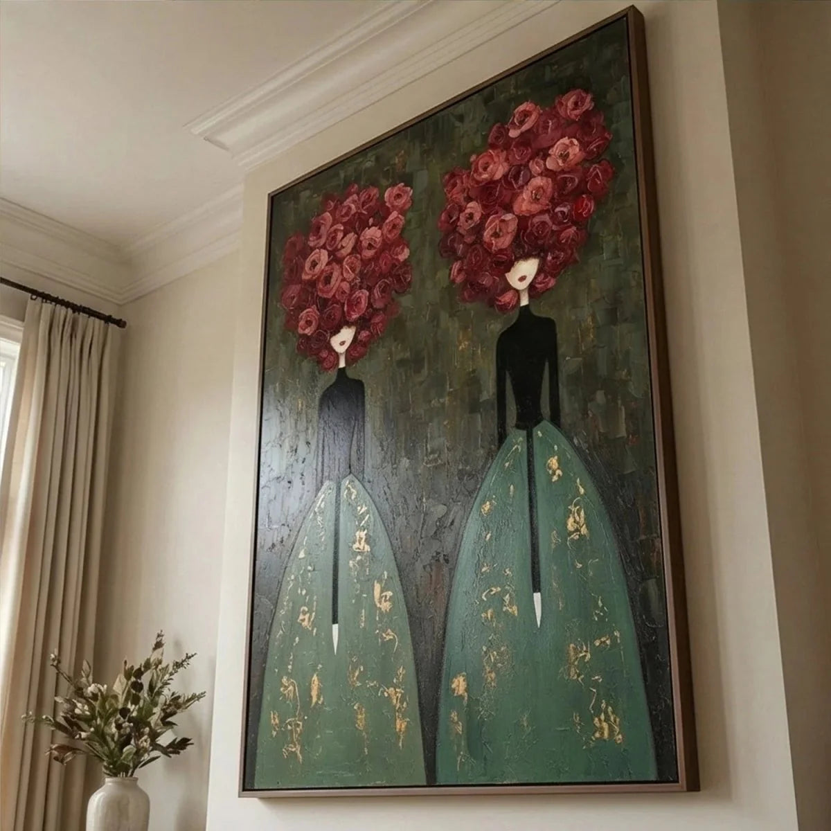 Surrealism Art | Textured Rose-Head Twins Wall Art