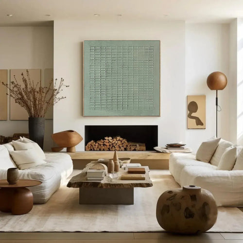 Textured Sage Grid Wall Art