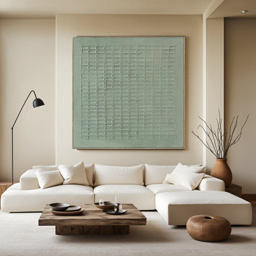 Textured Sage Grid Wall Art