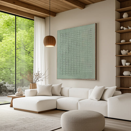 Textured Sage Grid Wall Art