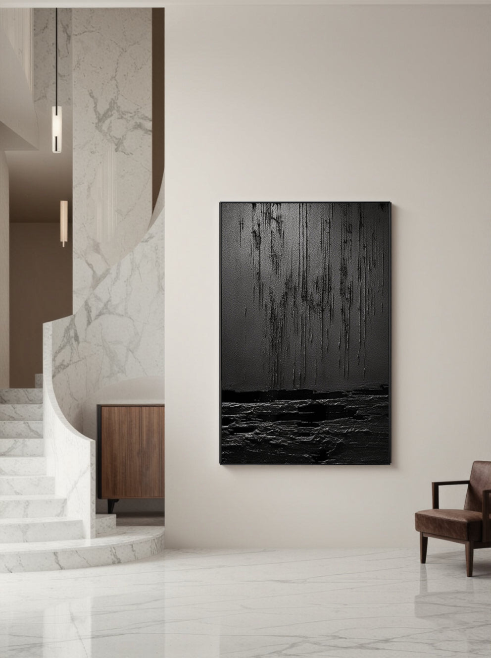 Sculptural Drip Effect Abstract Wall Art