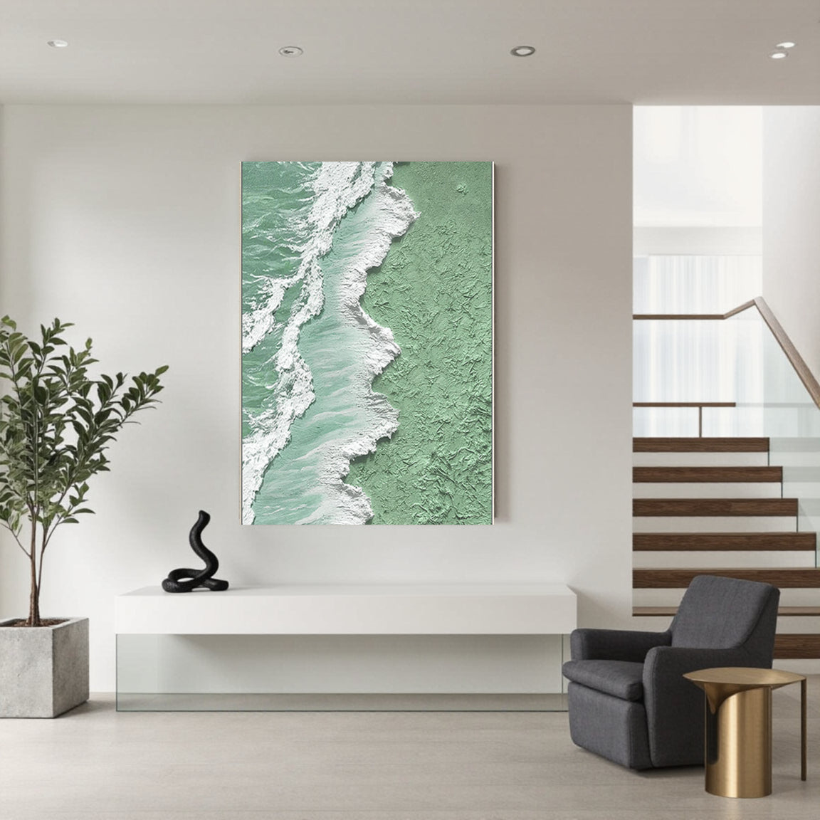 Turquoise Ocean Wave Canvas Painting