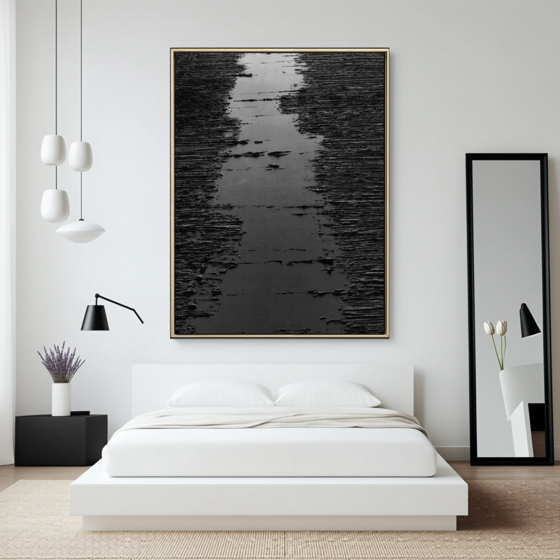 Sculptural Ink Wash Abstract Wall Art