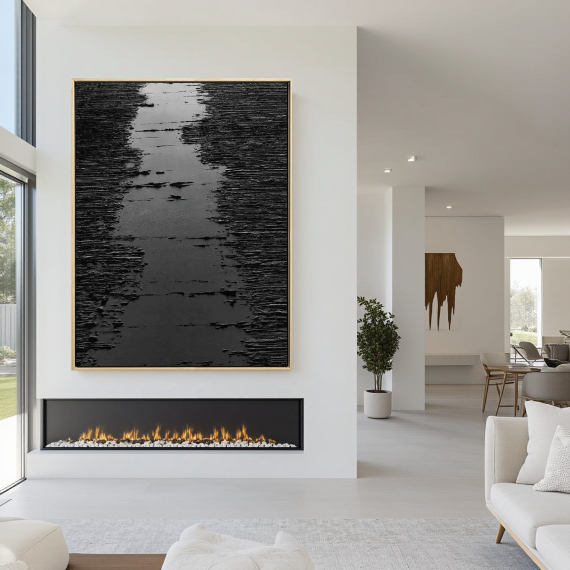 Sculptural Ink Wash Abstract Wall Art